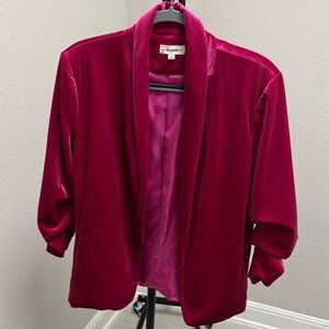 Eesome Fuchsia Velvet Blazer
